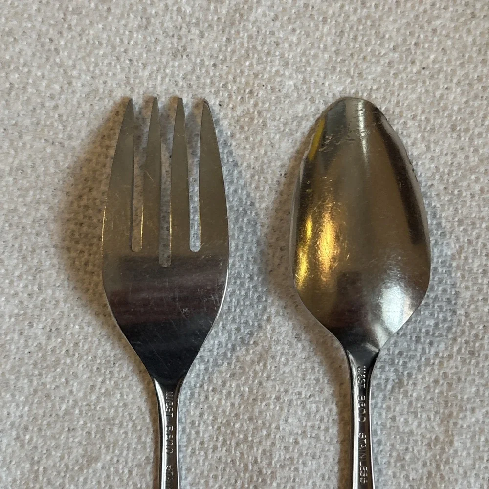 Oneida West Bend TWILIGHT ROSE Stainless Flatware 1 Teaspoon 1 Fork